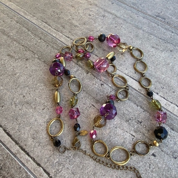 Lia Sophia Necklace Long Beaded Asymmetric Antique Bronze Tone 38”+3” - Picture 7 of 10